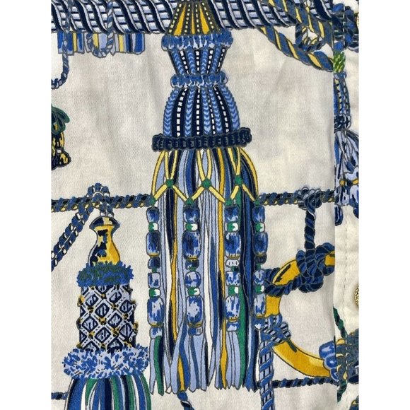 Tommy Hilfiger Shirt Womens Size Large Long Sleeve Tassel Print Button Front - Picture 9 of 16